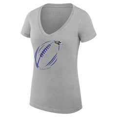Baltimore Ravens G-III 4Her by Carl Banks Women's Super-Slim Fit Lightweight Subtle Football V-Neck T-Shirt Heather Gray - NFL