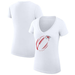 Kansas City Chiefs G-III 4Her by Carl Banks Women's Super-Slim Fit Lightweight Subtle Football V-Neck T-Shirt White - NFL