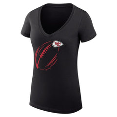 Kansas City Chiefs G-III 4Her by Carl Banks Women's Super-Slim Fit Lightweight Subtle Football V-Neck T-Shirt Black - NFL