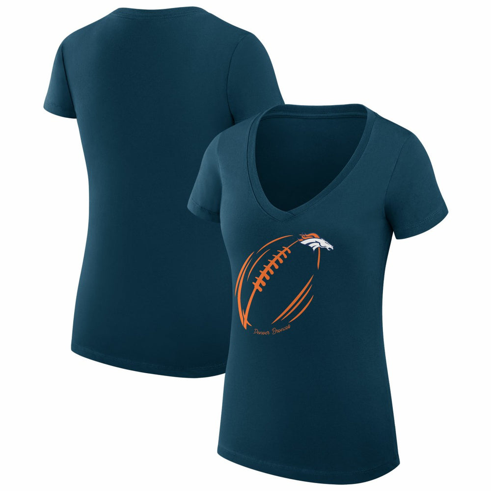 Denver Broncos G-III 4Her by Carl Banks Women's Super-Slim Fit Lightweight Subtle Football V-Neck T-Shirt Navy - NFL