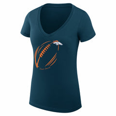 Denver Broncos G-III 4Her by Carl Banks Women's Super-Slim Fit Lightweight Subtle Football V-Neck T-Shirt Navy - NFL