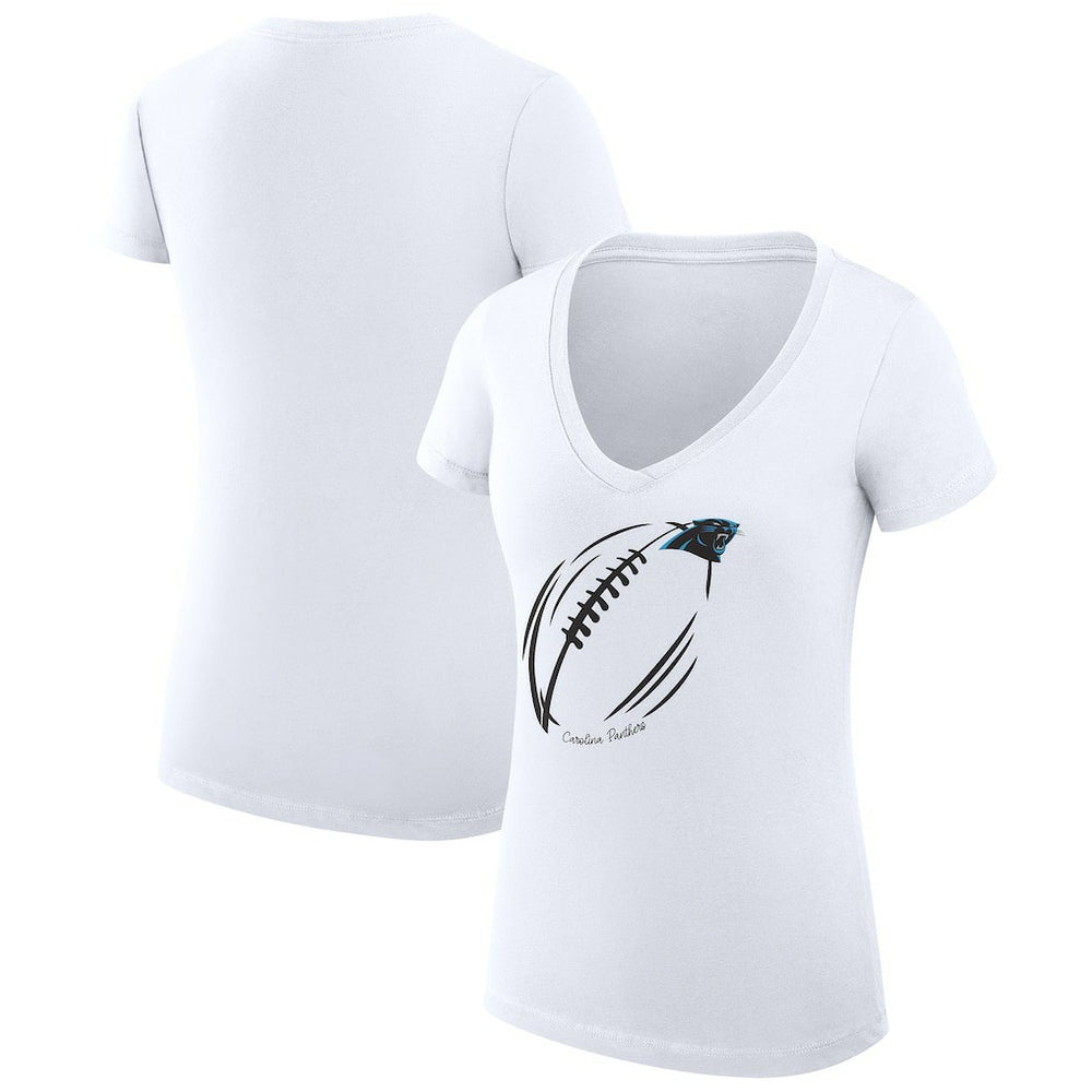 Carolina Panthers G-III 4Her by Carl Banks Women's Super-Slim Fit Lightweight Subtle Football V-Neck T-Shirt White - NFL