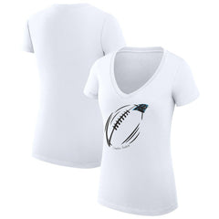 Carolina Panthers G-III 4Her by Carl Banks Women's Super-Slim Fit Lightweight Subtle Football V-Neck T-Shirt White - NFL