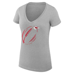 Kansas City Chiefs G-III 4Her by Carl Banks Women's Super-Slim Fit Lightweight Subtle Football V-Neck T-Shirt Heather Gray - NFL