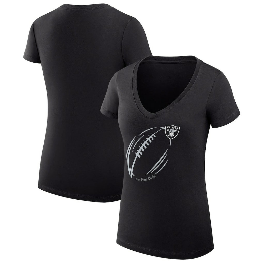 Las Vegas Raiders G-III 4Her by Carl Banks Women's Super-Slim Fit Lightweight Subtle Football V-Neck T-Shirt Black - NFL