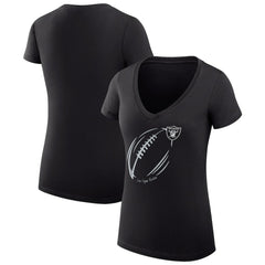 Las Vegas Raiders G-III 4Her by Carl Banks Women's Super-Slim Fit Lightweight Subtle Football V-Neck T-Shirt Black - NFL