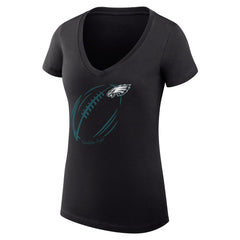 Philadelphia Eagles G-III 4Her by Carl Banks Women's Super-Slim Fit Lightweight Subtle Football V-Neck T-Shirt Black - NFL
