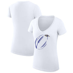 Baltimore Ravens G-III 4Her by Carl Banks Women's Super-Slim Fit Lightweight Subtle Football V-Neck T-Shirt White - NFL