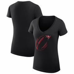 Tampa Bay Buccaneers G-III 4Her by Carl Banks Women's Super-Slim Fit Lightweight Subtle Football V-Neck T-Shirt Black - NFL