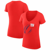 New York Giants G-III 4Her by Carl Banks Women's Super-Slim Fit Lightweight Subtle Football V-Neck T-Shirt Red - NFL
