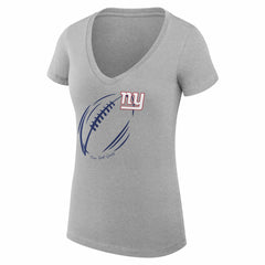 New York Giants G-III 4Her by Carl Banks Women's Super-Slim Fit Lightweight Subtle Football V-Neck T-Shirt Heather Gray - NFL