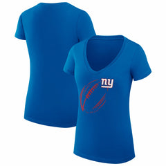 New York Giants G-III 4Her by Carl Banks Women's Super-Slim Fit Lightweight Subtle Football V-Neck T-Shirt Royal - NFL