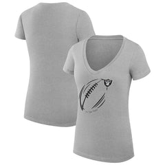 Las Vegas Raiders G-III 4Her by Carl Banks Women's Super-Slim Fit Lightweight Subtle Football V-Neck T-Shirt Heather Gray - NFL
