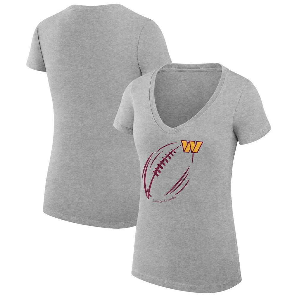 Washington Commanders G-III 4Her by Carl Banks Women's Super-Slim Fit Lightweight Subtle Football V-Neck T-Shirt Heather Gray - NFL
