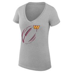 Washington Commanders G-III 4Her by Carl Banks Women's Super-Slim Fit Lightweight Subtle Football V-Neck T-Shirt Heather Gray - NFL