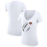 Cincinnati Bengals G-III 4Her by Carl Banks Women's Super-Slim Fit Lightweight Subtle Football V-Neck T-Shirt White - NFL
