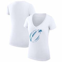 Detroit Lions G-III 4Her by Carl Banks Women's Super-Slim Fit Lightweight Subtle Football V-Neck T-Shirt White - NFL