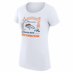 Denver Broncos G-III 4Her by Carl Banks Women's Super-Slim Fit Lightweight Collage Team T-Shirt White - NFL
