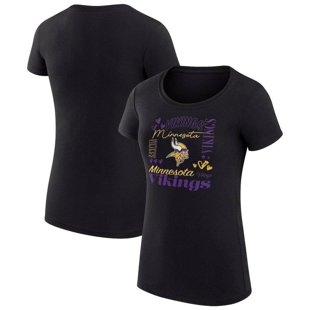 Minnesota Vikings G-III 4Her by Carl Banks Women's Super-Slim Fit Lightweight Collage Team T-Shirt Black - NFL