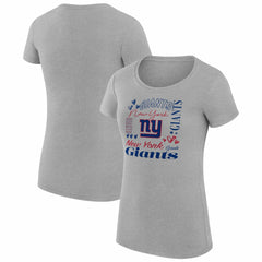 New York Giants G-III 4Her by Carl Banks Women's Super-Slim Fit Lightweight Collage Team T-Shirt Heather Gray - NFL