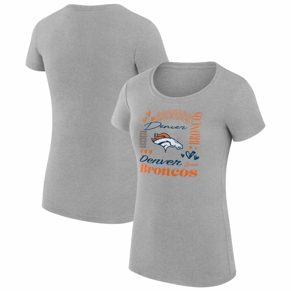 Denver Broncos G-III 4Her by Carl Banks Women's Super-Slim Fit Lightweight Collage Team T-Shirt Heather Gray - NFL