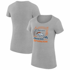 Denver Broncos G-III 4Her by Carl Banks Women's Super-Slim Fit Lightweight Collage Team T-Shirt Heather Gray - NFL
