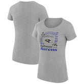 Baltimore Ravens G-III 4Her by Carl Banks Women's Super-Slim Fit Lightweight Collage Team T-Shirt Heather Gray - NFL