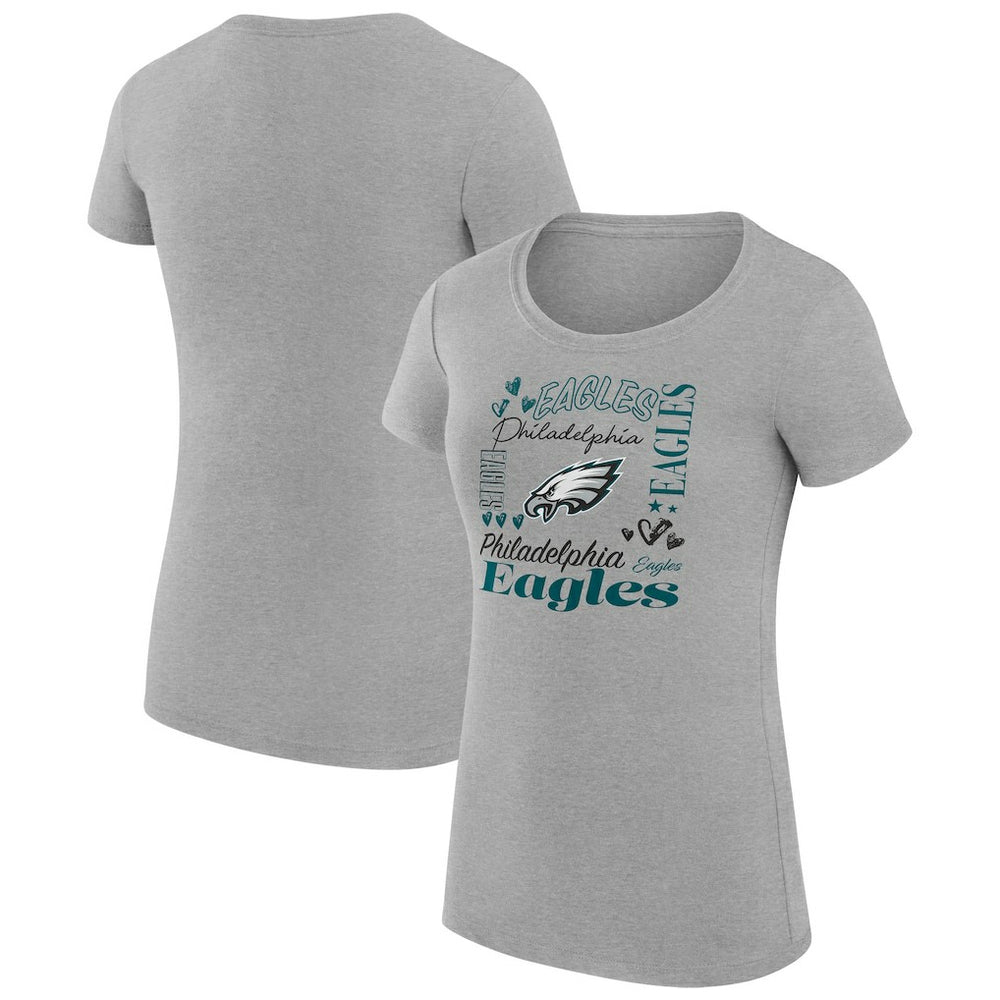 Philadelphia Eagles G-III 4Her by Carl Banks Women's Super-Slim Fit Lightweight Collage Team T-Shirt Heather Gray - NFL