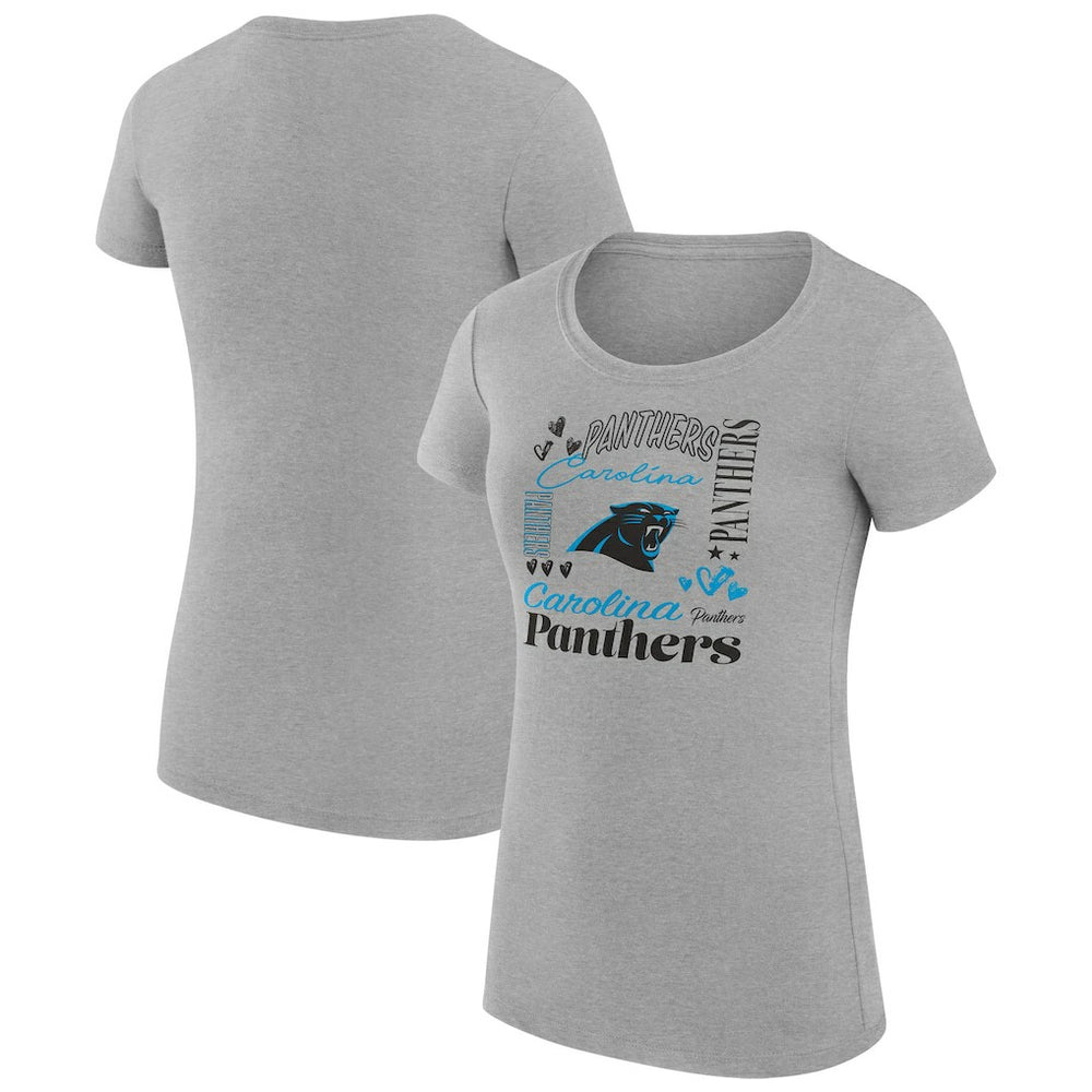 Carolina Panthers G-III 4Her by Carl Banks Women's Super-Slim Fit Lightweight Collage Team T-Shirt Heather Gray - NFL