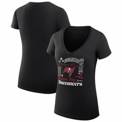 Tampa Bay Buccaneers G-III 4Her by Carl Banks Women's Super-Slim Fit Lightweight Collage Team V-Neck T-Shirt Black - NFL