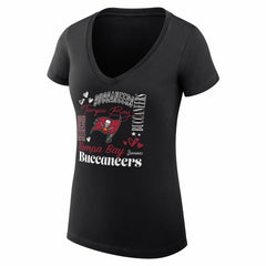 Tampa Bay Buccaneers G-III 4Her by Carl Banks Women's Super-Slim Fit Lightweight Collage Team V-Neck T-Shirt Black - NFL