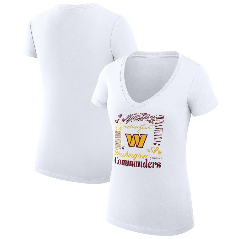Washington Commanders G-III 4Her by Carl Banks Women's Super-Slim Fit Lightweight Collage Team V-Neck T-Shirt White - NFL