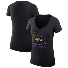 Baltimore Ravens G-III 4Her by Carl Banks Women's Super-Slim Fit Lightweight Collage Team V-Neck T-Shirt Black - NFL