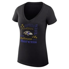 Baltimore Ravens G-III 4Her by Carl Banks Women's Super-Slim Fit Lightweight Collage Team V-Neck T-Shirt Black - NFL