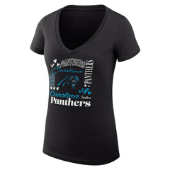 Carolina Panthers G-III 4Her by Carl Banks Women's Super-Slim Fit Lightweight Collage Team V-Neck T-Shirt Black - NFL