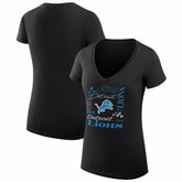 Detroit Lions G-III 4Her by Carl Banks Women's Super-Slim Fit Lightweight Collage Team V-Neck T-Shirt Black - NFL