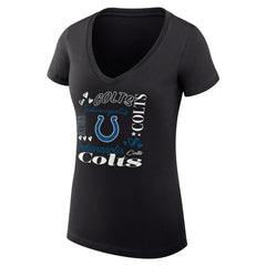 Indianapolis Colts G-III 4Her by Carl Banks Women's Super-Slim Fit Lightweight Collage Team V-Neck T-Shirt Black - NFL