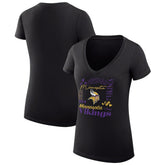 Minnesota Vikings G-III 4Her by Carl Banks Women's Super-Slim Fit Lightweight Collage Team V-Neck T-Shirt Black - NFL