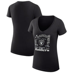 Las Vegas Raiders G-III 4Her by Carl Banks Women's Super-Slim Fit Lightweight Collage Team V-Neck T-Shirt Black - NFL