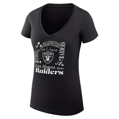 Las Vegas Raiders G-III 4Her by Carl Banks Women's Super-Slim Fit Lightweight Collage Team V-Neck T-Shirt Black - NFL