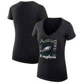 Philadelphia Eagles G-III 4Her by Carl Banks Women's Super-Slim Fit Lightweight Collage Team V-Neck T-Shirt Black - NFL