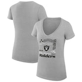 Las Vegas Raiders G-III 4Her by Carl Banks Women's Super-Slim Fit Lightweight Collage Team V-Neck T-Shirt Heather Gray - NFL