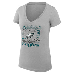 Philadelphia Eagles G-III 4Her by Carl Banks Women's Super-Slim Fit Lightweight Collage Team V-Neck T-Shirt Heather Gray - NFL