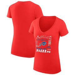 Buffalo Bills G-III 4Her by Carl Banks Women's Super-Slim Fit Lightweight Collage Team V-Neck T-Shirt Red - NFL