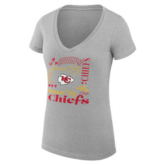 Kansas City Chiefs G-III 4Her by Carl Banks Women's Super-Slim Fit Lightweight Collage Team V-Neck T-Shirt Heather Gray - NFL