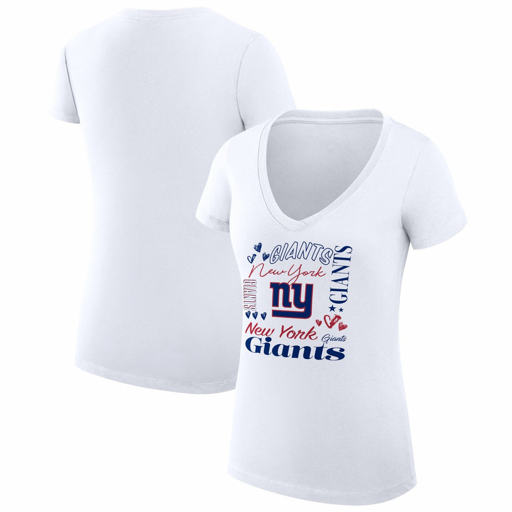 New York Giants G-III 4Her by Carl Banks Women's Super-Slim Fit Lightweight Collage Team V-Neck T-Shirt White - NFL