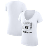 Las Vegas Raiders G-III 4Her by Carl Banks Women's Super-Slim Fit Lightweight Collage Team V-Neck T-Shirt White - NFL