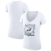 Philadelphia Eagles G-III 4Her by Carl Banks Women's Super-Slim Fit Lightweight Collage Team V-Neck T-Shirt White - NFL