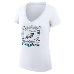 Philadelphia Eagles G-III 4Her by Carl Banks Women's Super-Slim Fit Lightweight Collage Team V-Neck T-Shirt White - NFL