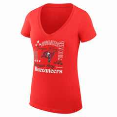 Tampa Bay Buccaneers G-III 4Her by Carl Banks Women's Super-Slim Fit Lightweight Collage Team V-Neck T-Shirt Red - NFL